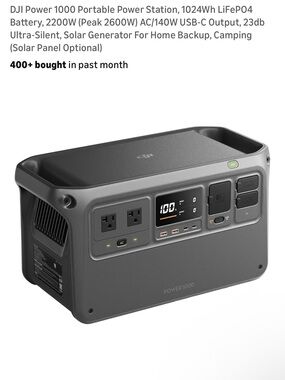 DJI Power 1000 Portable Power Station, 1024Wh Battery,2200W AC/140W USB-C,Silent